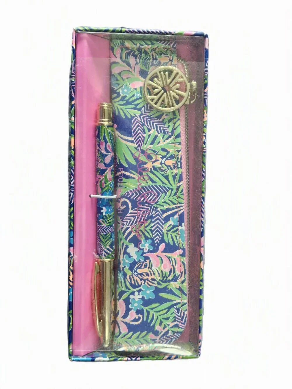 Lilly Pulitzer Pen w Pouch Borealis Blue How do you Like me Prowl Box Set NWT